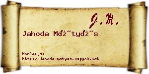 Jahoda Mátyás névjegykártya